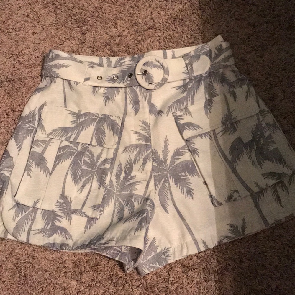 SHEIN Palm Tree High-Waisted Paper Bag Shorts